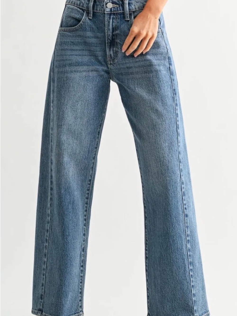 Just Black High-Rise Wide Leg Jeans - Medium Blue Wash